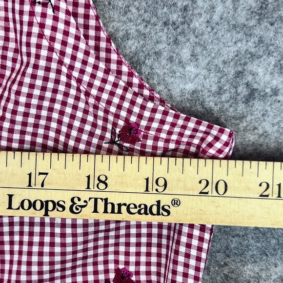 Vtg Womens L Red Gingham Western Sleeveless Silk Shirt Floral Detail by E.P. Pro - Picture 7 of 11